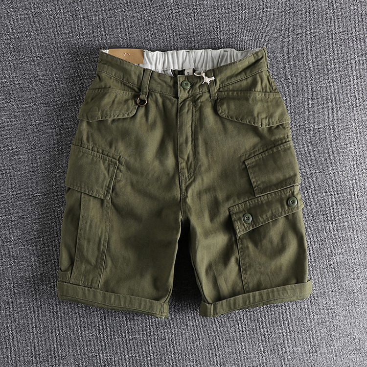 GrogeousBen Men's High Quality Heavy Weigh Men Cargo Shorts Men's Multi-pocket Shorts High Street Trend Work Shorts
