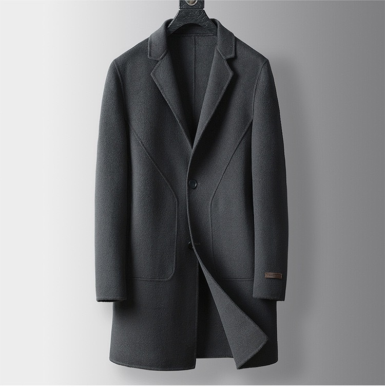 Grogeous Ben Men's  coat long double-sided wool men's suit coat high quality knee length cloth coat for men