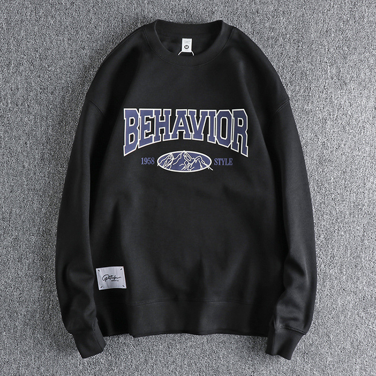 GrogeousBen Men's High Quality Crew Neck Pullover Sweatshirt  Long Sleeve Letter Graphic Printed