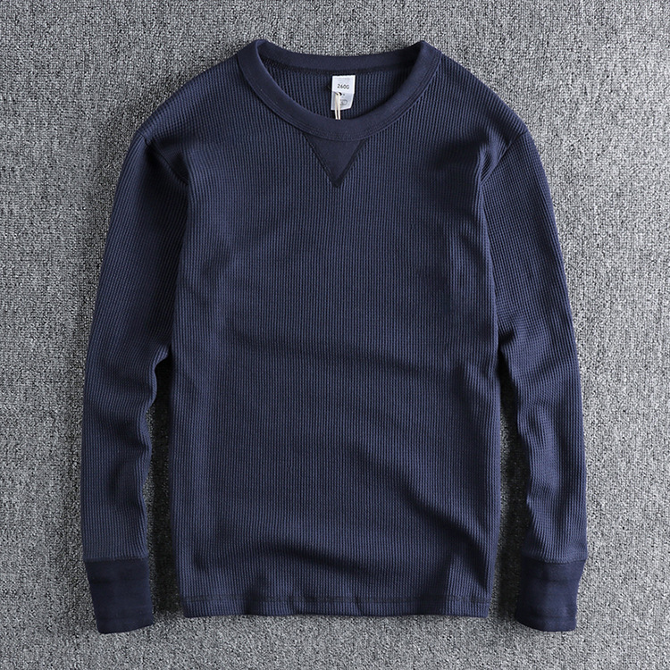 GrogeousBen Men's Basic Waffle Sweater Autumn and Winter New Pullover Bottoming Shirt Solid Color Trend Popular Purchase