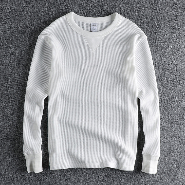 GrogeousBen Men's Basic Waffle Sweater Autumn and Winter New Pullover Bottoming Shirt Solid Color Trend Popular Purchase