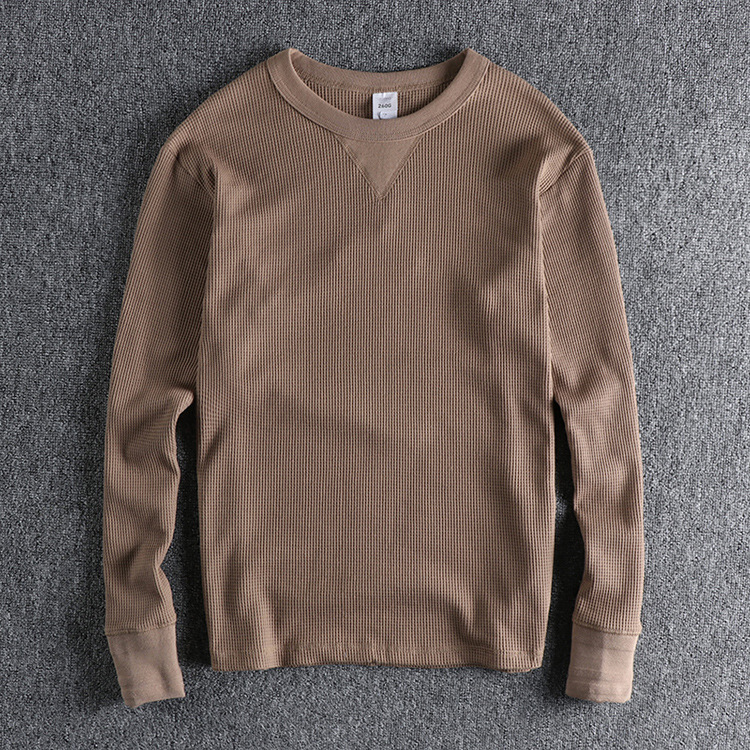 GrogeousBen Men's Basic Waffle Sweater Autumn and Winter New Pullover Bottoming Shirt Solid Color Trend Popular Purchase