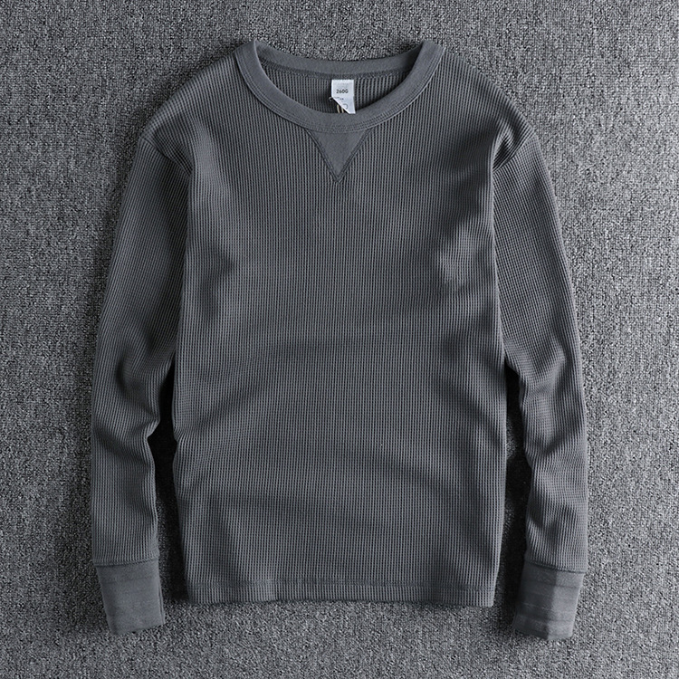 GrogeousBen Men's Basic Waffle Sweater Autumn and Winter New Pullover Bottoming Shirt Solid Color Trend Popular Purchase