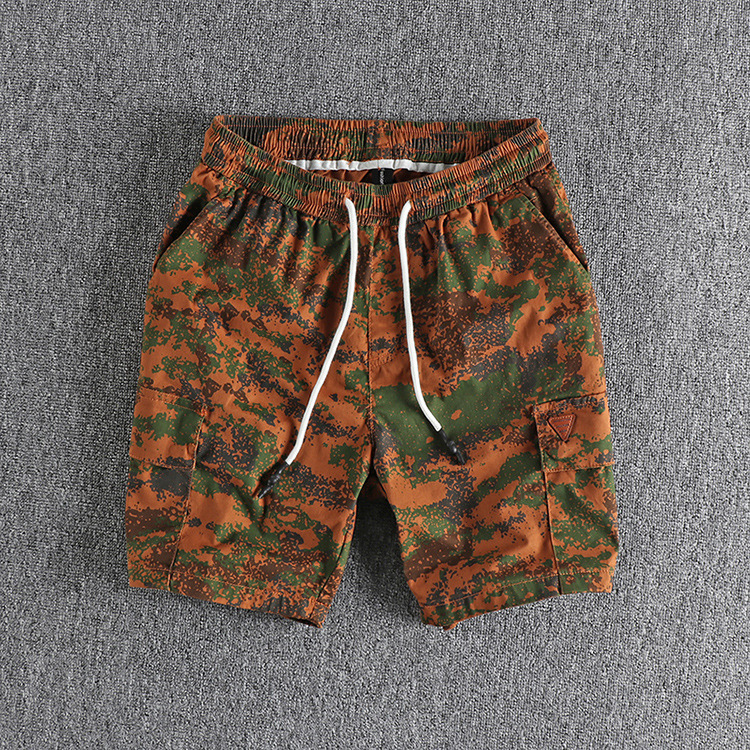 GrogeousBen Men's  Summer men's Camouflage Shorts micro Elastic Waist drawstring casual loose straight leg Cargo Shorts For Men