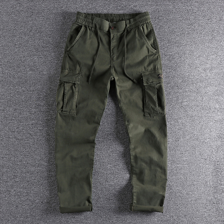 GrogeousBen Men's Custom Logo Printed Casual Outdoor Cotton Cargo Pants with Pockets
