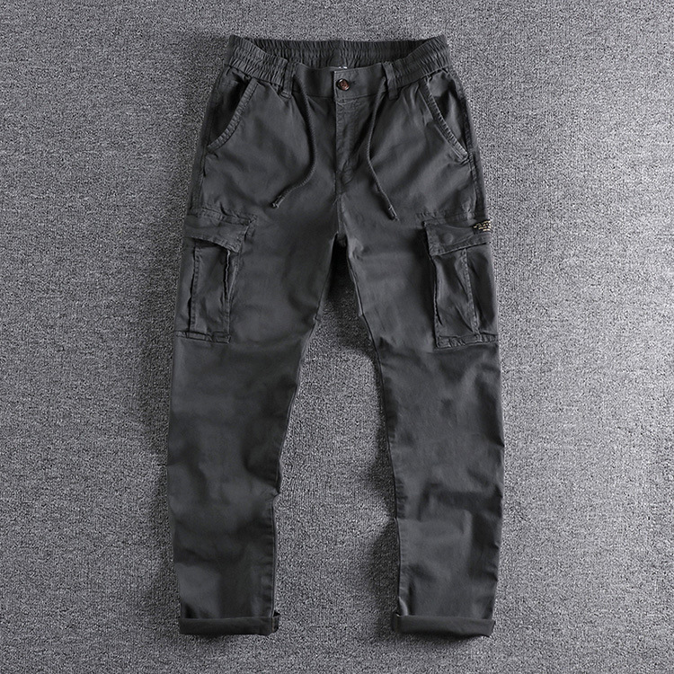 GrogeousBen Men's Custom Logo Printed Casual Outdoor Cotton Cargo Pants with Pockets