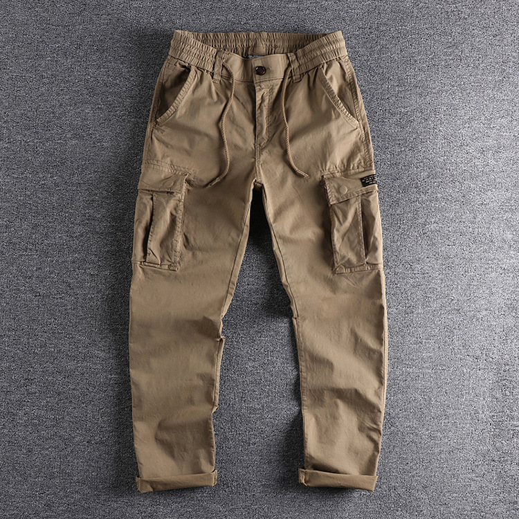GrogeousBen Men's Custom Logo Printed Casual Outdoor Cotton Cargo Pants with Pockets