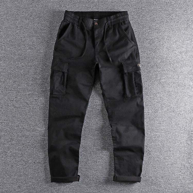 GrogeousBen Men's Custom Logo Printed Casual Outdoor Cotton Cargo Pants with Pockets