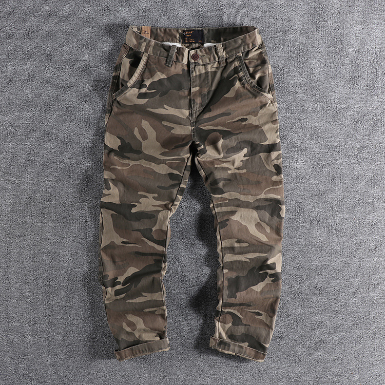 GrogeousBen Men's casual style mens outdoor 100% cotton jogger pants men casual camouflage print pants