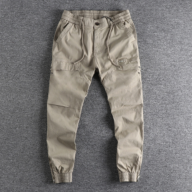 GrogeousBen Men's high quality stretch woven loose fit men cargo pants elastic waistband