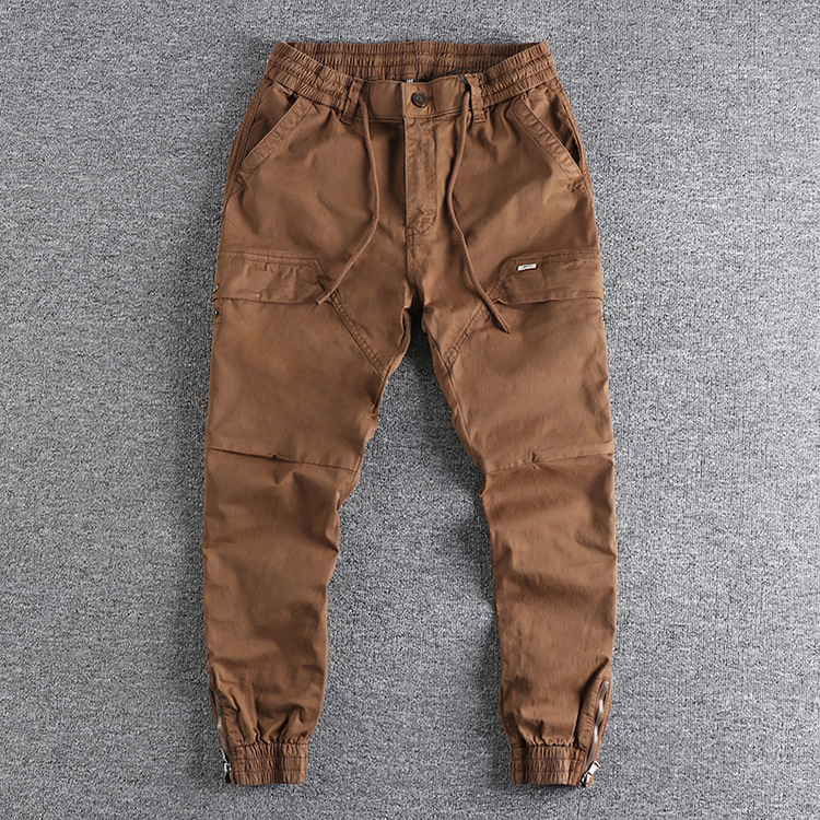 GrogeousBen Men's high quality stretch woven loose fit men cargo pants elastic waistband