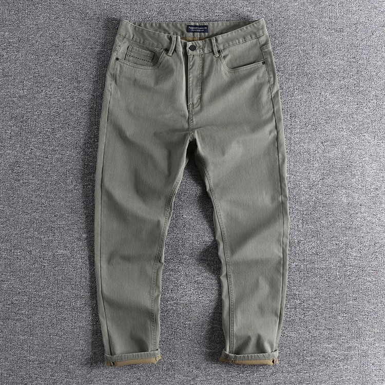 GrogeousBen Men's  thick cotton washed men's overalls wrinkle-resistant casual men's trousers loose straight trousers