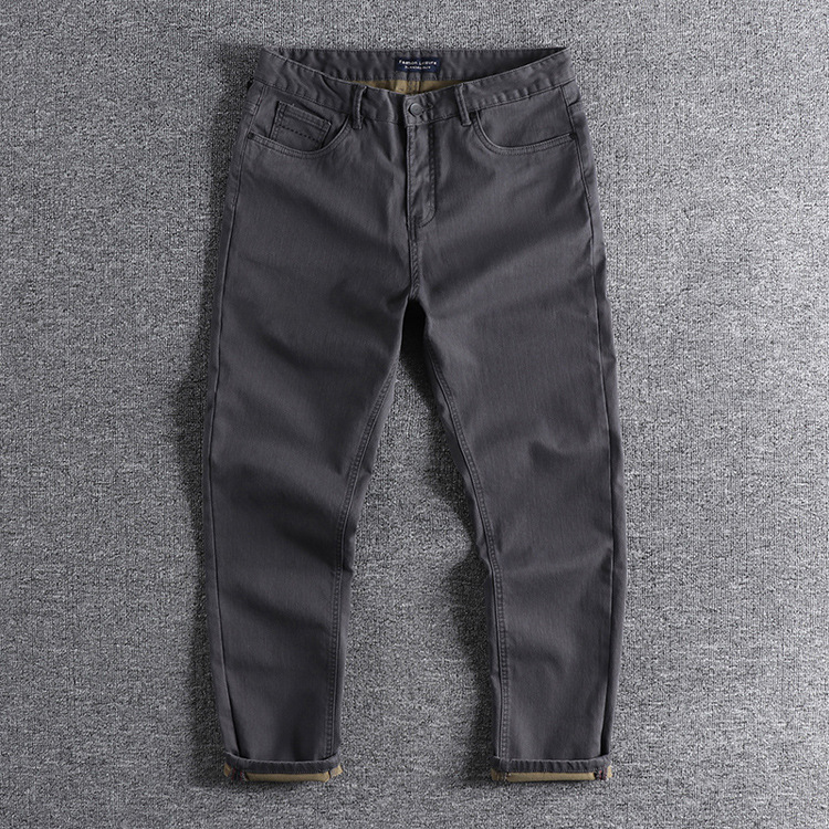 GrogeousBen Men's  thick cotton washed men's overalls wrinkle-resistant casual men's trousers loose straight trousers