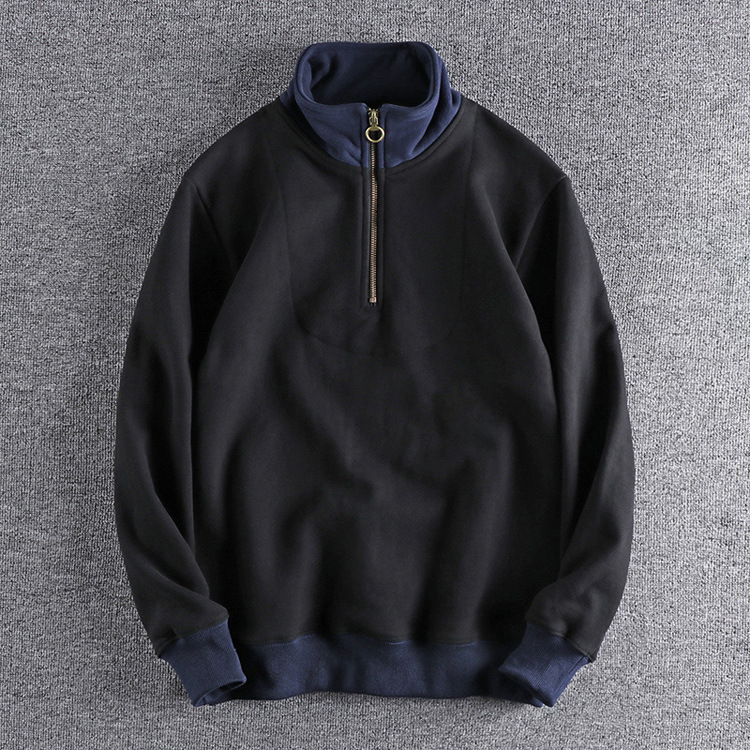 GrogeousBen Men'sNew casual half zip sweatshirt stand up collar contrast color jumper custom youth pullover long sleeve sweatshirt