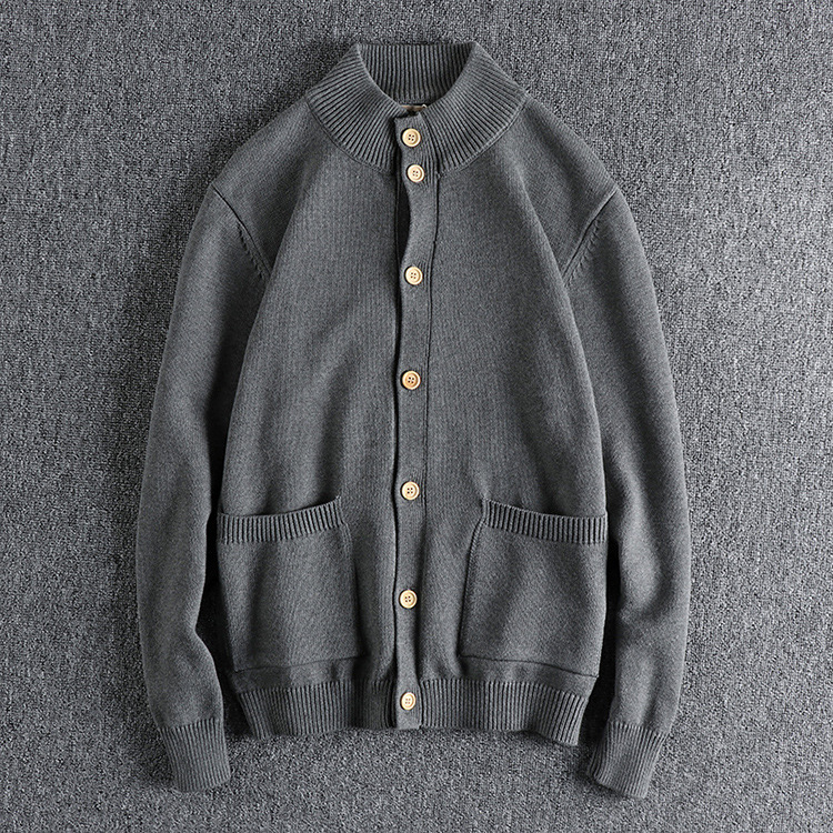 GrogeousBen Men's Classic Design Plus Size Shawl Collar Cotton Vintage Knitted Cardigan Men