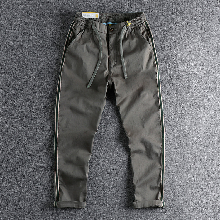 GrogeousBen Men's Side webbing patchwork washed to make old retro sweatpants for men