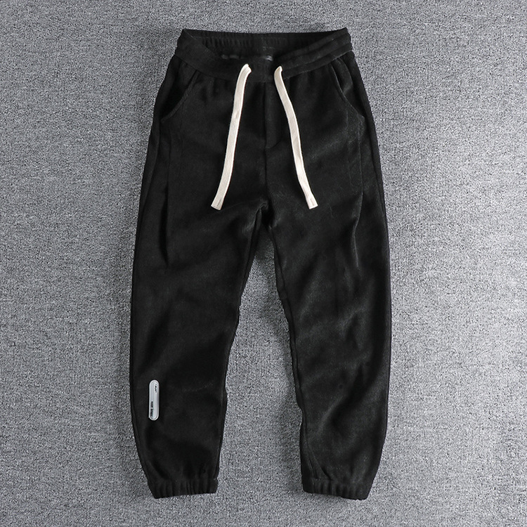 GrogeousBen Men's Corduroy casual pants men's three-dimensional cut hang shape all the youth sports sweatpants