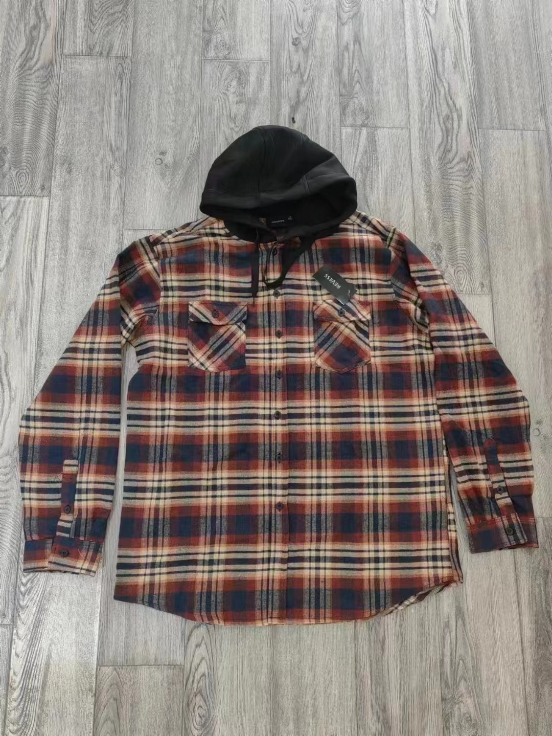 Clearance sale- Men's flannel hooded button-down plaid shirt cancel order