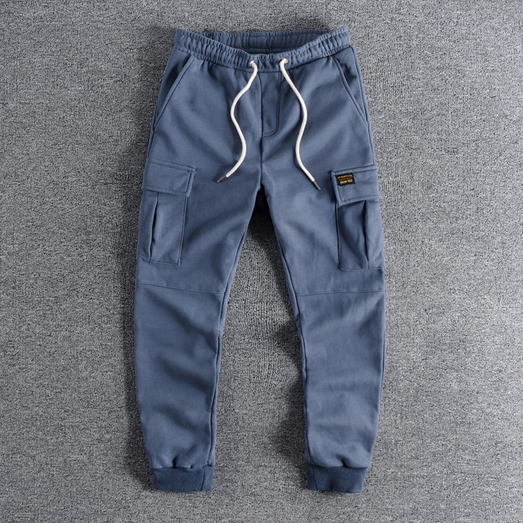 GrogeousBen Men's  high quality men plain blank heavyweight fleece cargo sweatpants