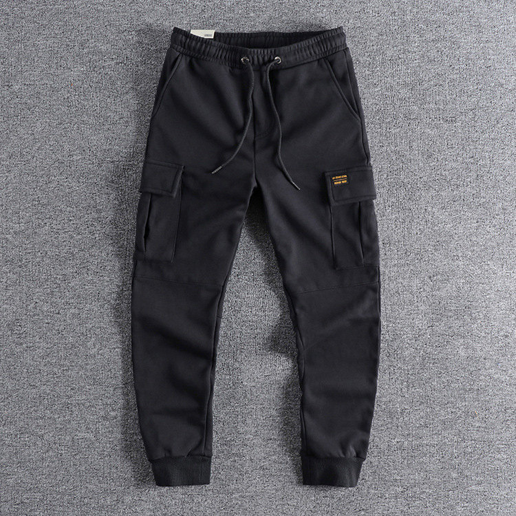 GrogeousBen Men's  high quality men plain blank heavyweight fleece cargo sweatpants