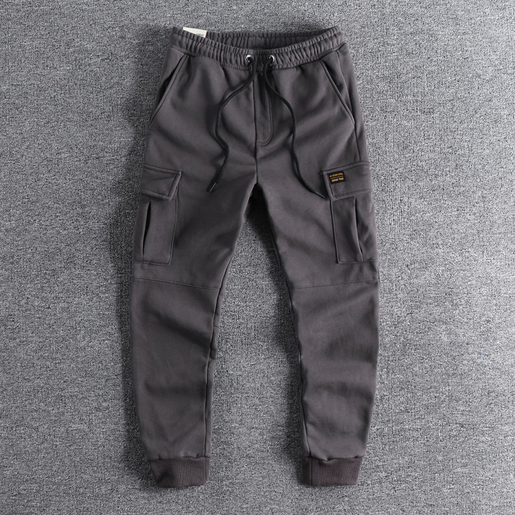 GrogeousBen Men's  high quality men plain blank heavyweight fleece cargo sweatpants