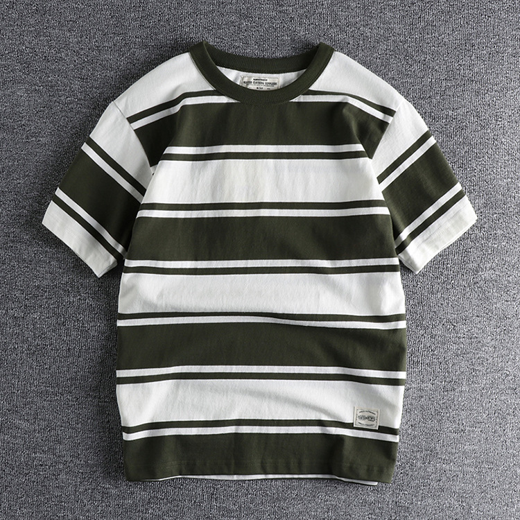 GrogeousBen Men's O-Neck Loose T Shirt Short Sleeved Casual Tee Shirt Printed Stripes T-Shirts For Men