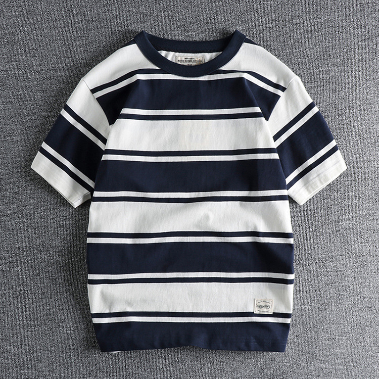 GrogeousBen Men's O-Neck Loose T Shirt Short Sleeved Casual Tee Shirt Printed Stripes T-Shirts For Men