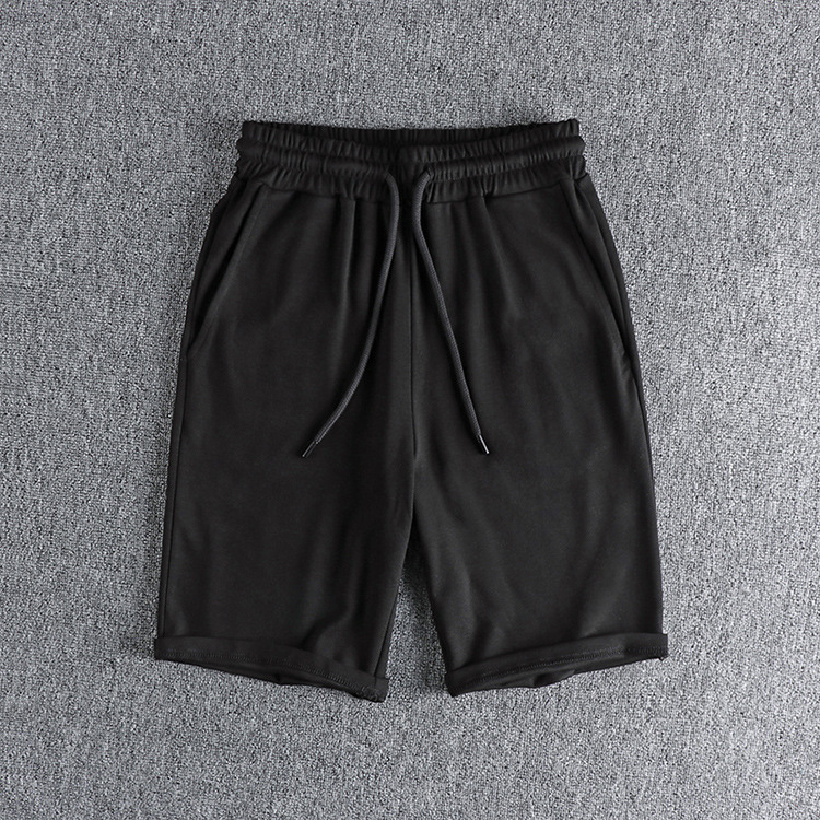 GrogeousBen Men's Knit fabric solid color all-match casual shorts men's comfortable drawstring waist simple sports fifth pants