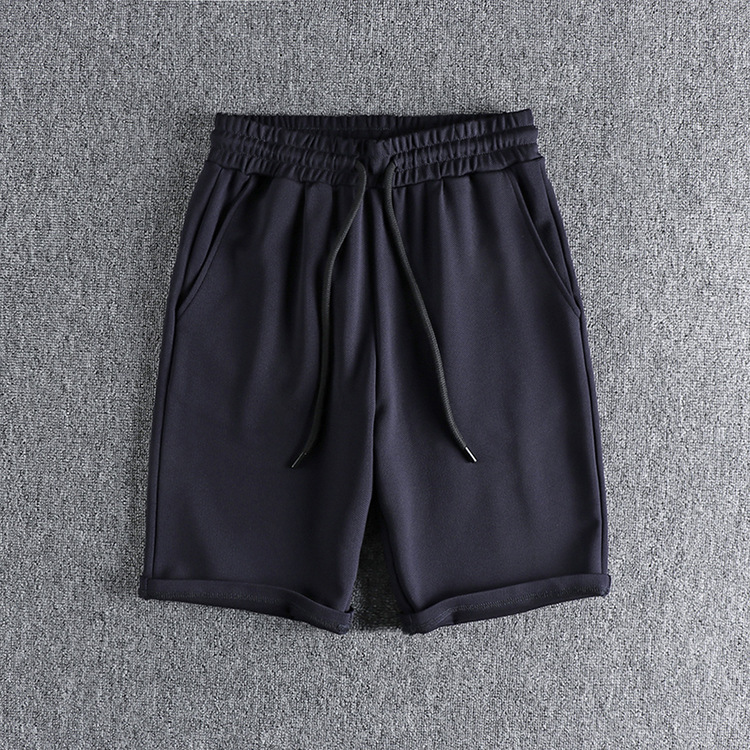 GrogeousBen Men's Knit fabric solid color all-match casual shorts men's comfortable drawstring waist simple sports fifth pants