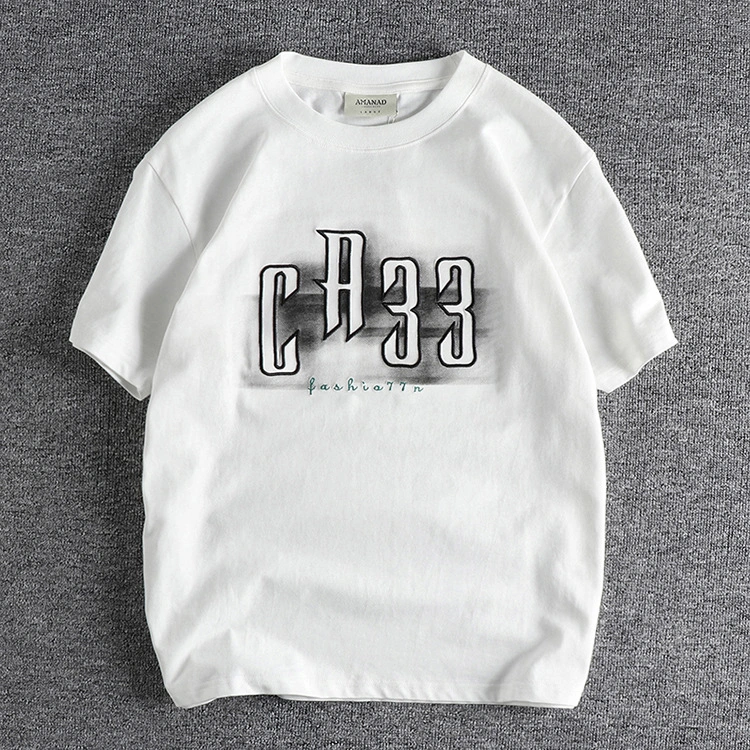 GrogeousBen Unisex Summer new gradual embroidered letter short sleeve T-shirt for men and women