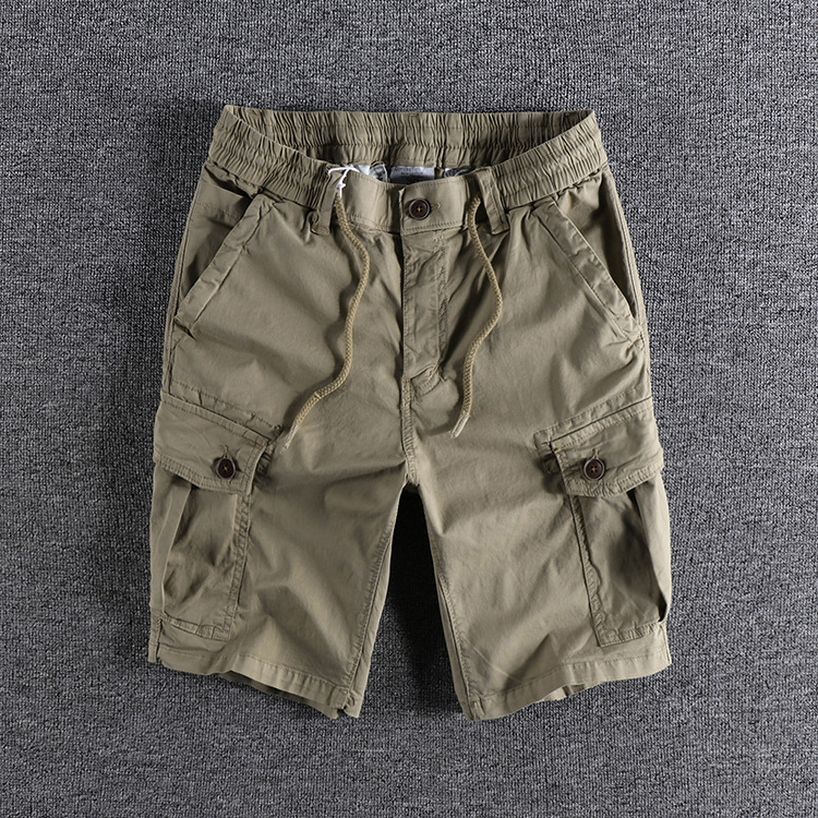 GrogeousBen Men's High Quality Cotton  Overalls Pants Summer 6 Pocket Plain Custom Cargo Shorts For Men