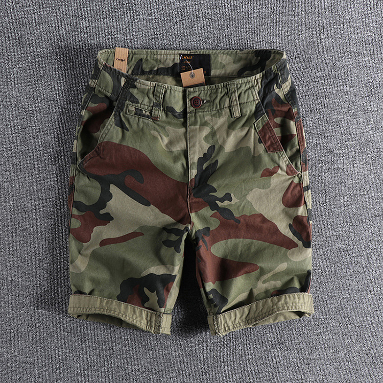 GrogeousBen Men's High Quality Mens Summer Casual Cotton Midden Waist Elastic Bermuda Camo Cargo Shorts