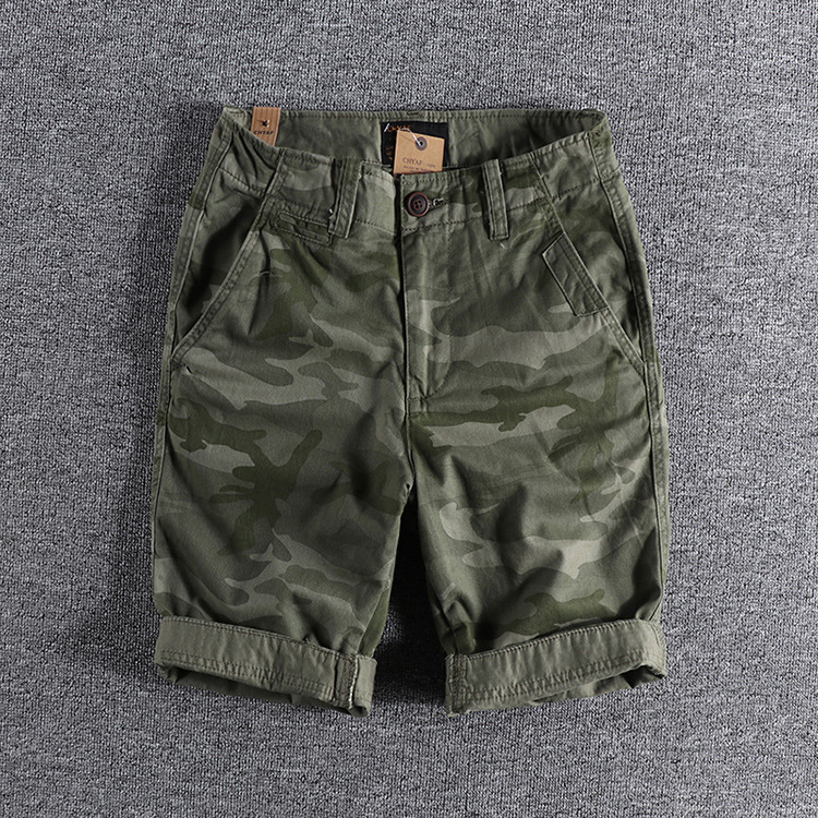 GrogeousBen Men's High Quality Mens Summer Casual Cotton Midden Waist Elastic Bermuda Camo Cargo Shorts