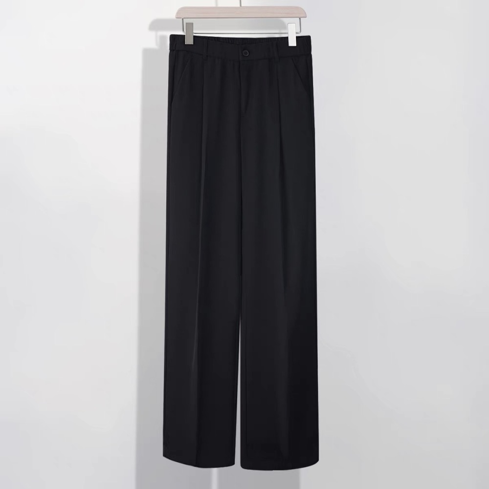 GrogeousBen Men's  Sag High Waist Wide Spring Summer Leg Pants Straight Loose Suit Pant MoppingTrousers