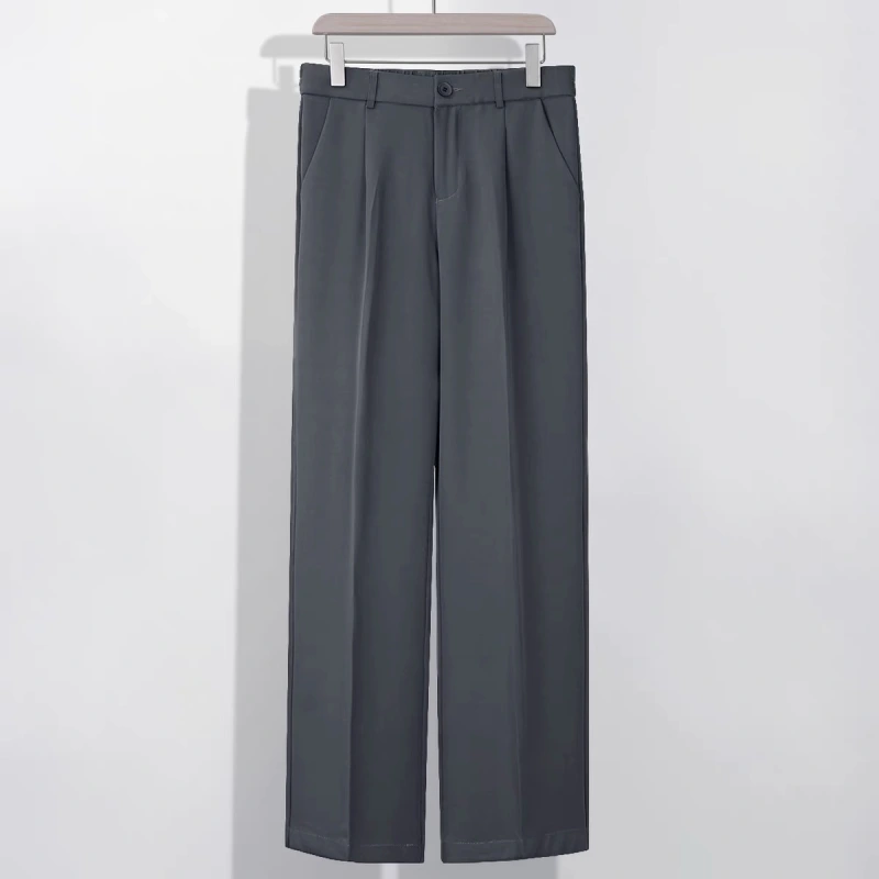 GrogeousBen Men's  Sag High Waist Wide Spring Summer Leg Pants Straight Loose Suit Pant MoppingTrousers