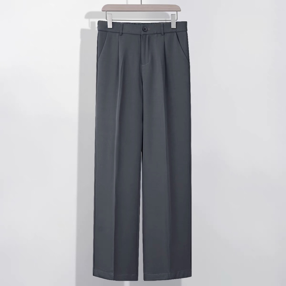 GrogeousBen Men's  Sag High Waist Wide Spring Summer Leg Pants Straight Loose Suit Pant MoppingTrousers