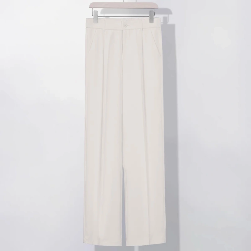 GrogeousBen Men's  Sag High Waist Wide Spring Summer Leg Pants Straight Loose Suit Pant MoppingTrousers