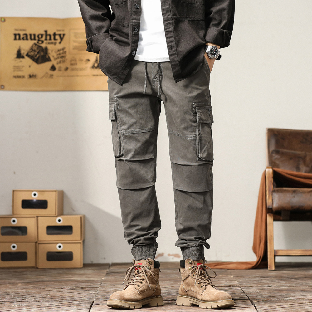 GrogeousBen Men's Loose leggings with multiple pockets for men's work casual pants closed loop Harlan work casual pants