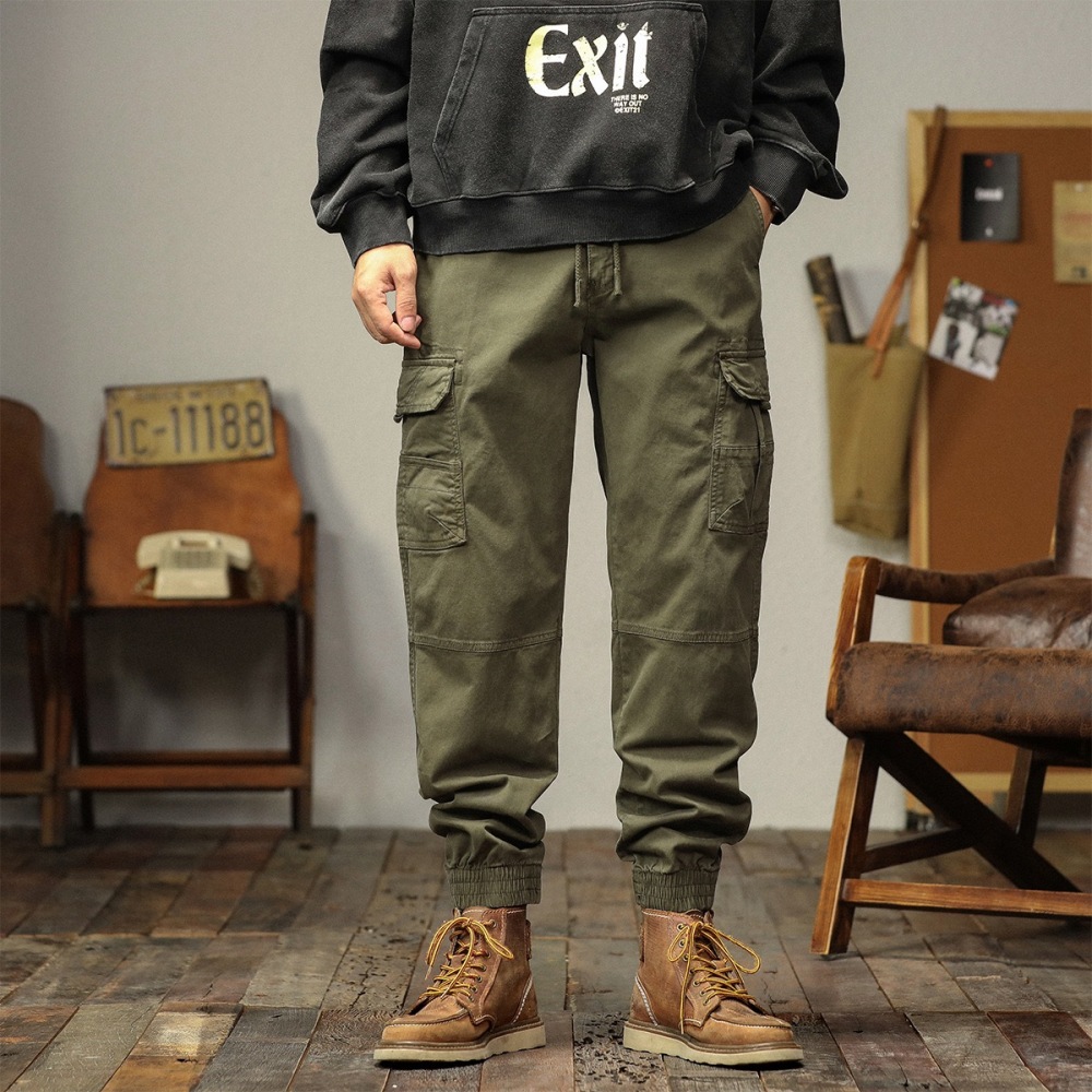 GrogeousBen Men's Stretchy Cotton Trousers For Men Pockets Joggers Men Cargo Pants Mens Cargo Jogger Trousers Pants