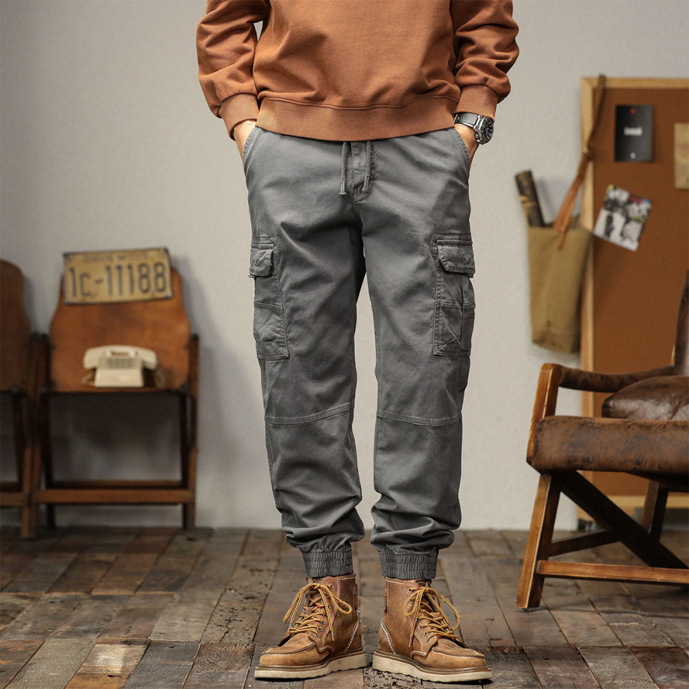 GrogeousBen Men's Stretchy Cotton Trousers For Men Pockets Joggers Men Cargo Pants Mens Cargo Jogger Trousers Pants