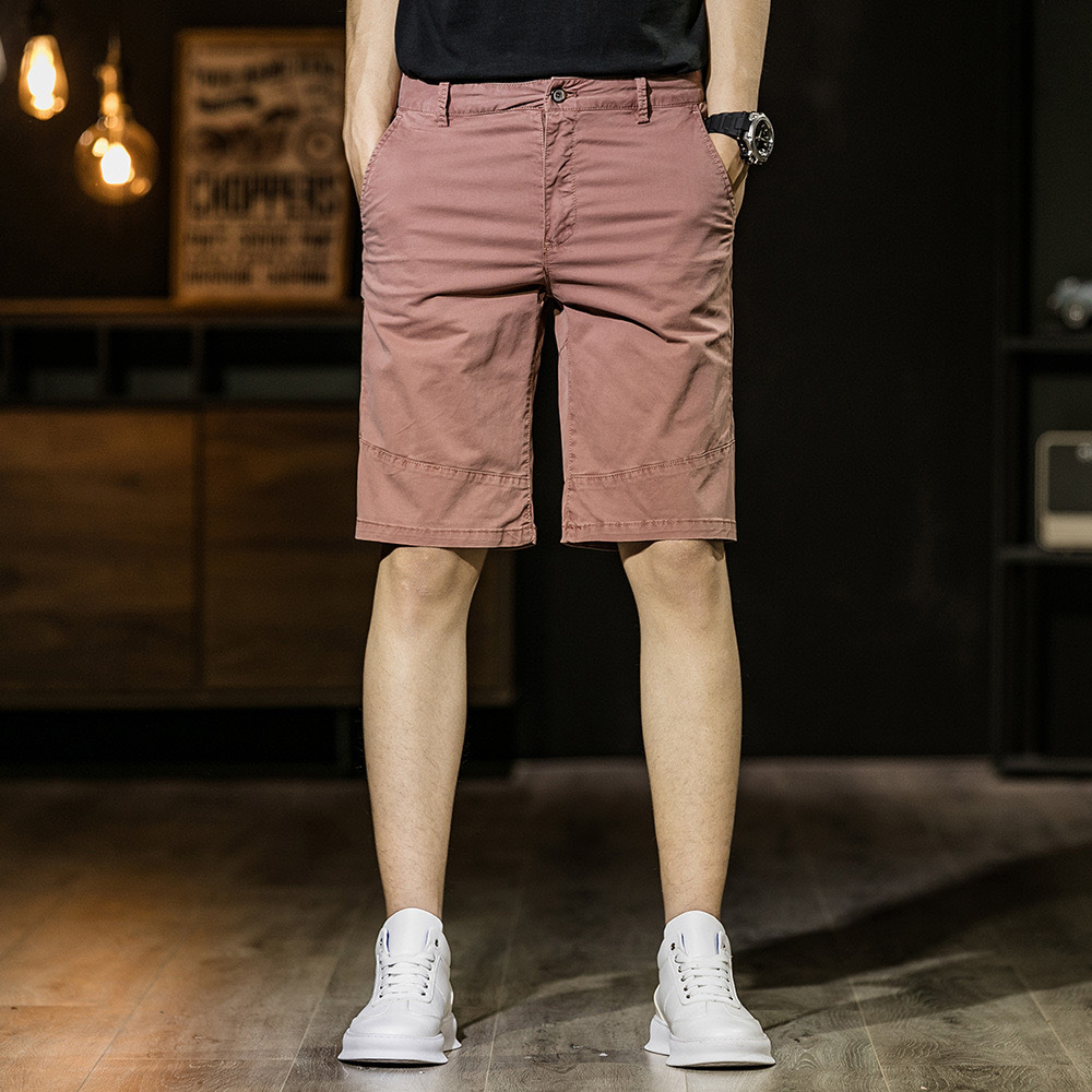 GrogeousBen Men's 2023  Casual Shorts Solid Denim Straight Slim Shorts With Label