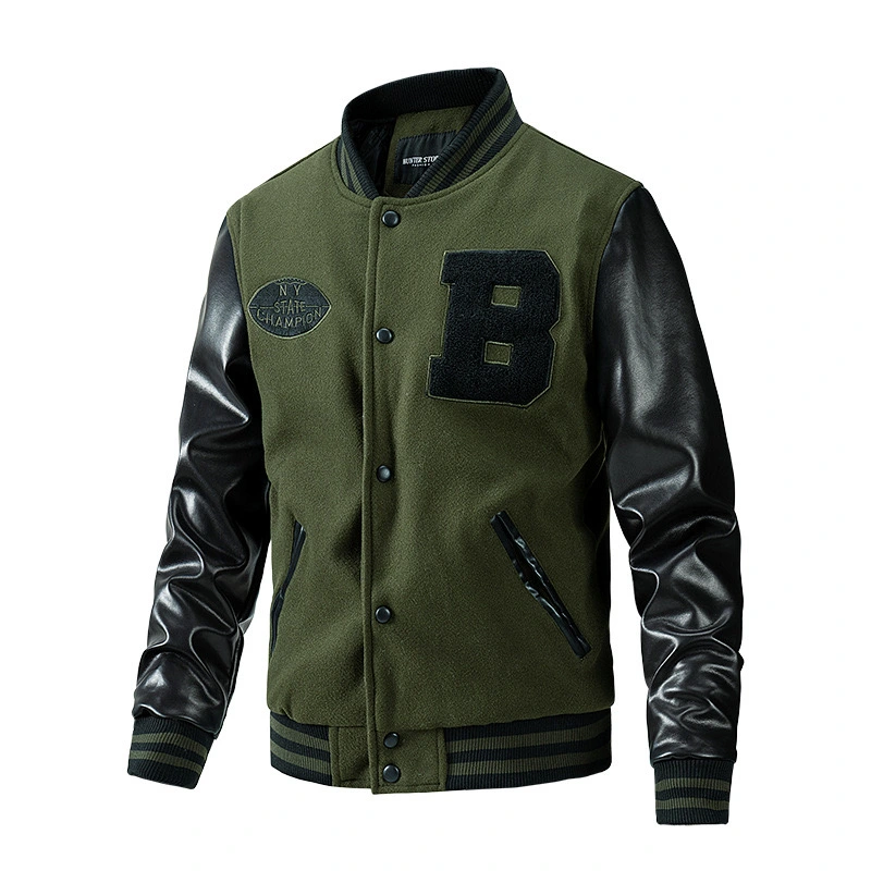 GrogeousBen Men's Letterman Street wear Men Baseball Jackets Jersey Fleece Chenille Embroidery Men Baseball Jackets