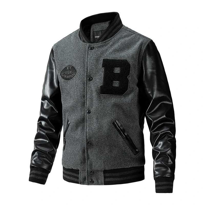 GrogeousBen Men's Letterman Street wear Men Baseball Jackets Jersey Fleece Chenille Embroidery Men Baseball Jackets