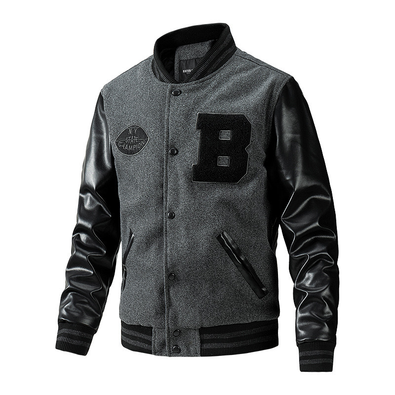 GrogeousBen Men's Letterman Street wear Men Baseball Jackets Jersey Fleece Chenille Embroidery Men Baseball Jackets