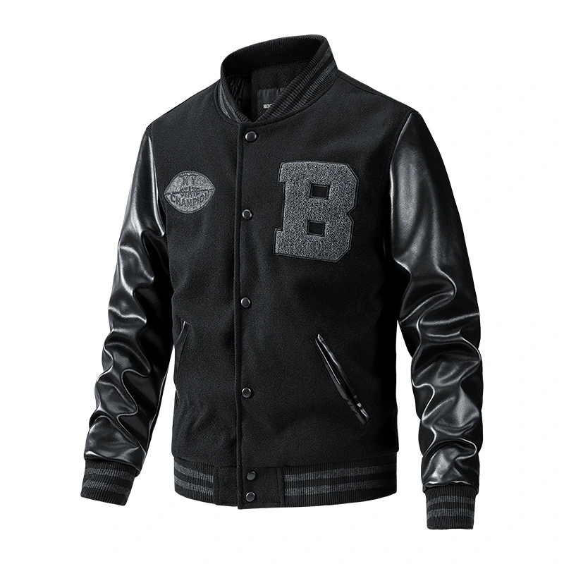 GrogeousBen Men's Letterman Street wear Men Baseball Jackets Jersey Fleece Chenille Embroidery Men Baseball Jackets