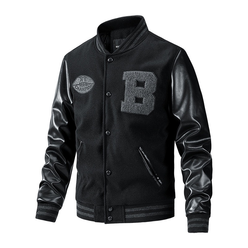 GrogeousBen Men's Letterman Street wear Men Baseball Jackets Jersey Fleece Chenille Embroidery Men Baseball Jackets