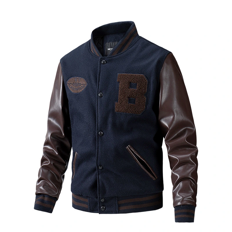 GrogeousBen Men's Letterman Street wear Men Baseball Jackets Jersey Fleece Chenille Embroidery Men Baseball Jackets