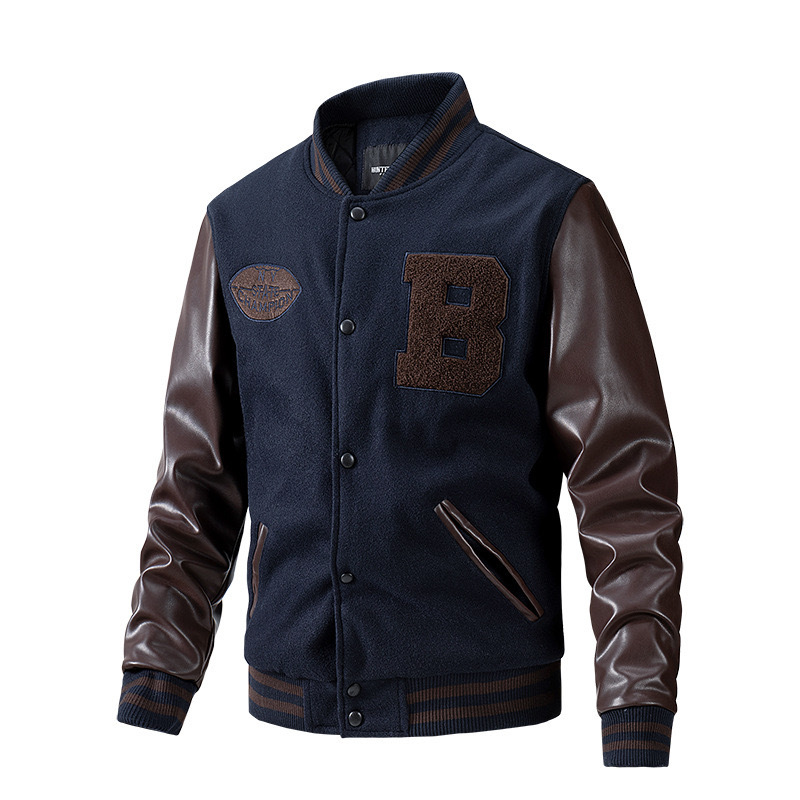 GrogeousBen Men's Letterman Street wear Men Baseball Jackets Jersey Fleece Chenille Embroidery Men Baseball Jackets