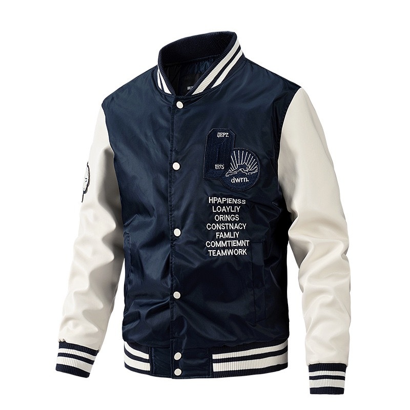 GrogeousBen  Men's Letter Embroidered Baseball Uniform Cotton Bomber Letterman Jacket for Men Autumn Winter All-match Casual Thin Cotton Coats Men