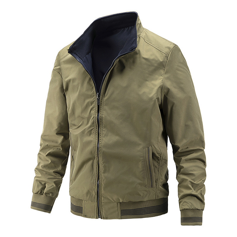 GrogeousBen  Men's Reversible Outdoor Jacket Zipper Waterproof Blank Golf Plus Size Lightweight Windbreaker Bomber Jacket